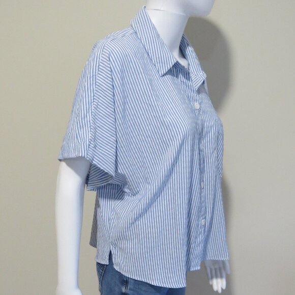 NEW Aeropostale Striped Button Front Shirt Top SIZE Large Blue - Picture 5 of 12